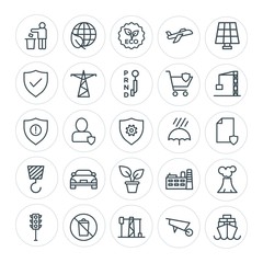Modern Simple Set of transports, industry, nature, security Vector outline Icons. Contains such Icons as  plant,  recycle,  construction and more on white background. Fully Editable. Pixel Perfect