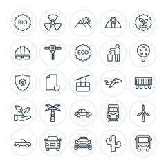 Modern Simple Set of transports, industry, nature, security Vector outline Icons. Contains such Icons as  car,  blue,  public transportation and more on white background. Fully Editable. Pixel Perfect