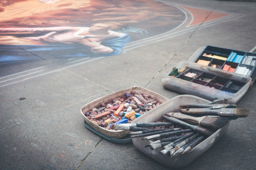 chalks and brushes
