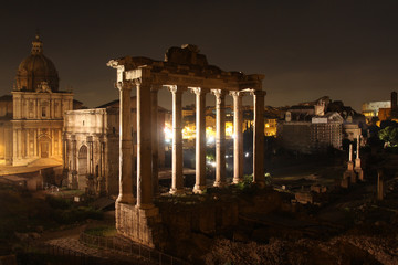 Rome by night. Famous buildings of Rome in one picture.