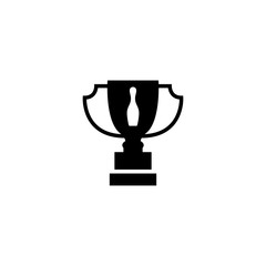 Bowling Tournament Winner Cup. Flat Vector Icon. Simple black symbol on white background