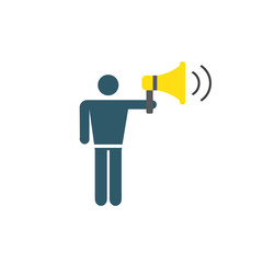 Spokesperson icon - person in a marketing position networks & coordinates with others