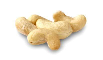 roasted cashew nuts isolated on white