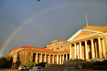 Obraz premium View of the campus of the University of Cape Town (UCT), a public research university located in Cape Town, South Africa. 