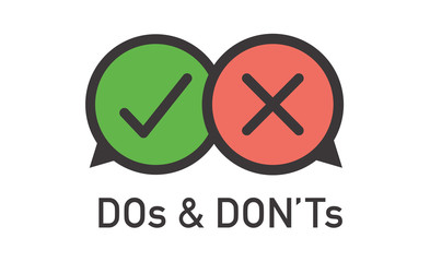 Do and Don't or Good and Bad Icons with Positive and Negative Symbols
