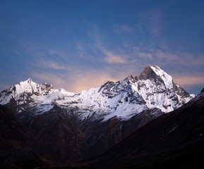 Fototapeta premium Mount Machapuchare (Fishtail), view from Annapurna Base Camp, Nepal