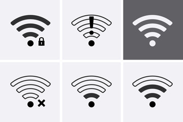 Wireless and Wifi icons. 2G, 3G, 4G and 5G