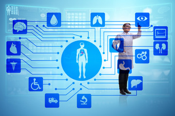 Woman doctor in telemedicine futuristic concept