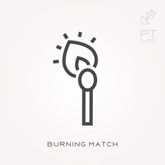 Line icon burning match