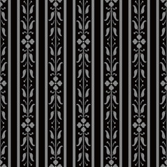 Antique seamless background Flower Straight Stem Vine Line Leaf