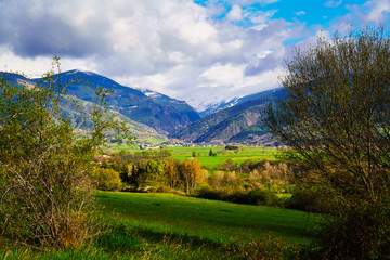Fototapeta na wymiar Pyrenees mountains view in Estavar, France.