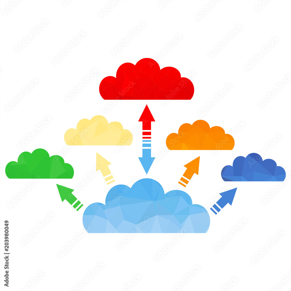 Aufkleber cloud computing design concept with polygon. technology background. vector graphic illustration.