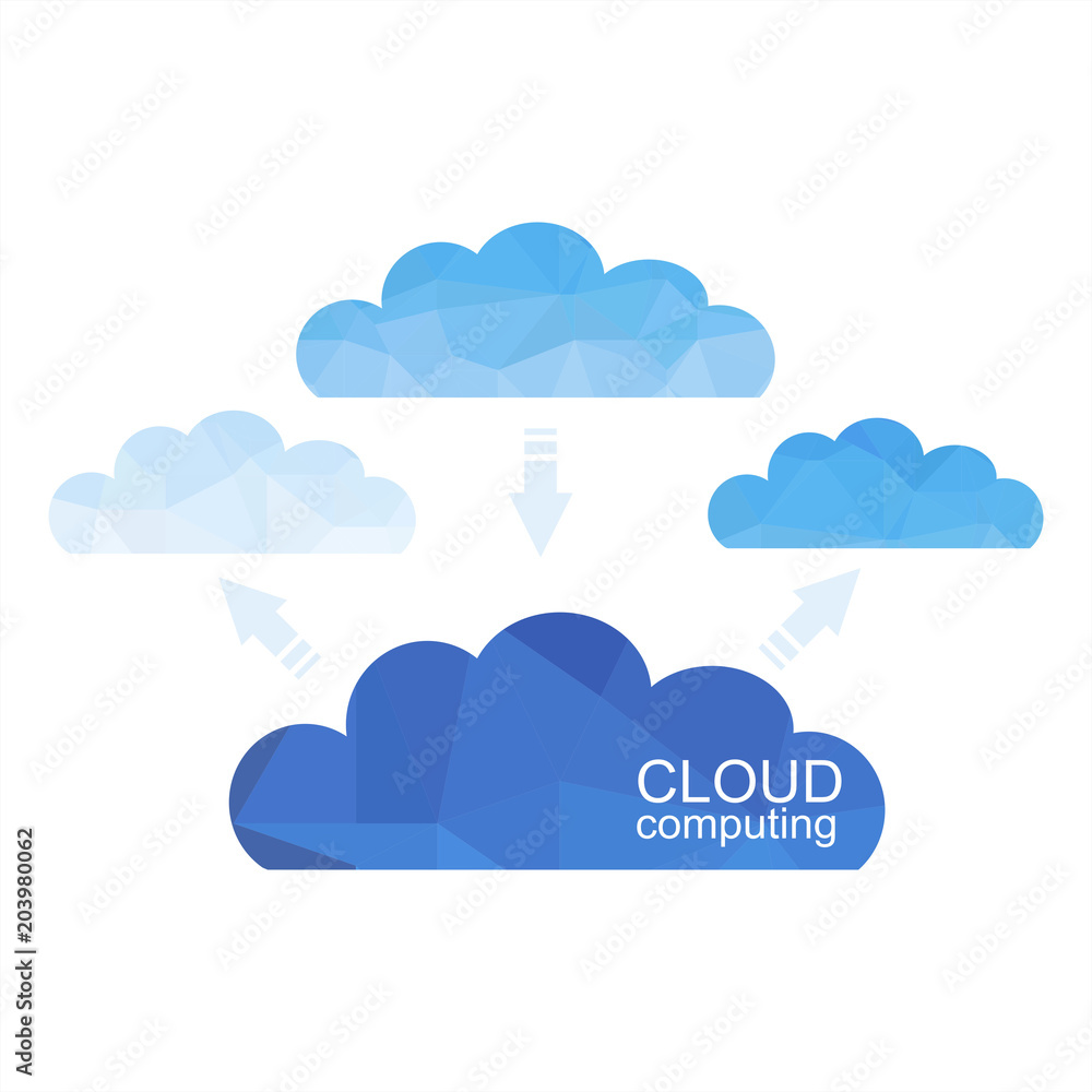 Aufkleber cloud computing design concept with polygon. technology background. vector graphic illustration.