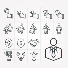 Linear icons with business people