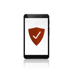 Mobile phone security shield protection. Vector design.