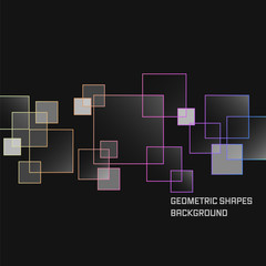 Geometric shapes dark abstract background. Square pattern.