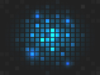 Abstract vector blue mosaic pixel background.