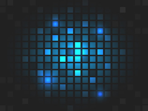 Abstract Vector Blue Mosaic Pixel Background.