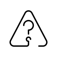 Question mark in warning triangle. Linear icon with thin outline. One line style