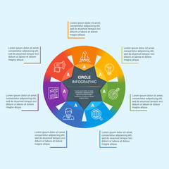 Circle infographics. Modern design concept with 7 option. Business template for process visualization. Vector infographic illustration