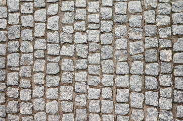 Top view of an old cobblestone street