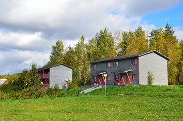 Fototapeta premium Konchezero, Karelia, Russia, village Aleksandrovka on the shore of Pertozero in Karelia