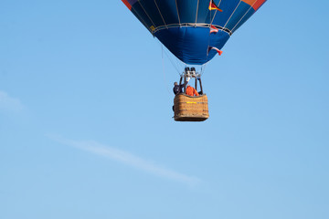 Hot-air balloon in flight nears the ground, It stated to lose altitude as there was a instructing...