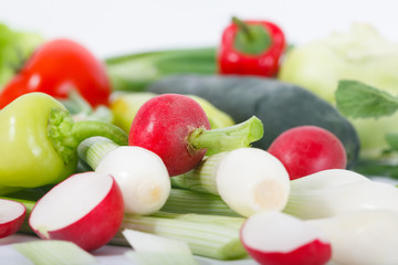 Close up of various colorful raw vegetables. Vitamin bomb.