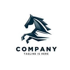 Abstract fast running horse logo