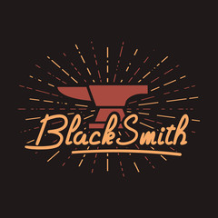 Blacksmith smith union shoer anvil logo set. Smith allince logos. Heavy industry.