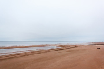 Landscape of the Baltic sandy coast in winter.