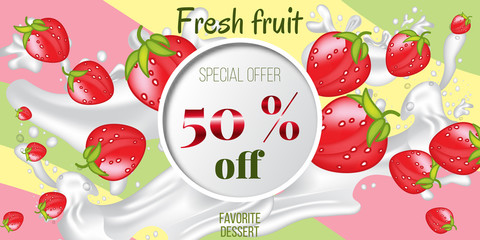 Logo design template for shops and cafes Healthy Eating .
Vector illustration of summer sale and special offer words on fruits pattern.