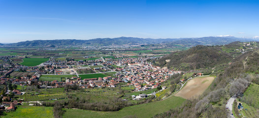 Panoramic view of Montecchio Maggiore seen from  the  Romeo's Tower