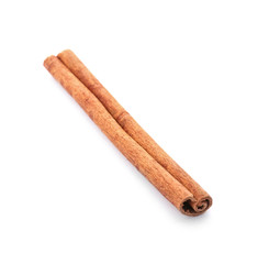 Aromatic cinnamon stick on white background