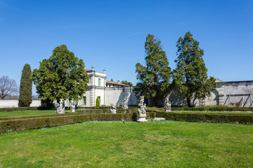 Fototapeta na wymiar Sculptures located in the garden of the Villa Cordellina Lombardi in Montecchio Maggiore, Veneto