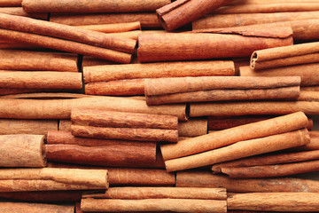 Aromatic cinnamon sticks, closeup