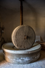 ASCIANO, TUSCANY, Italy - Ancient stone mill of 1870 located in Poggio Pinci