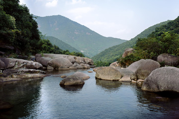 Photo of a mountain river in China.
