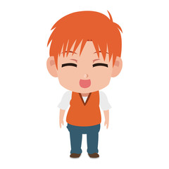 Cute manga boy children cartoon vector illustration graphic design