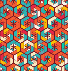 Seamless pattern for tiles in the bathroom. Drawing for home textiles. Pattern made of hexagons.