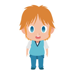 Cute manga boy children cartoon vector illustration graphic design
