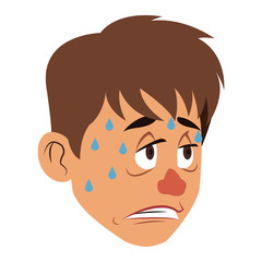Sick man face cartoon vector illustration graphic design