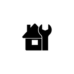 House Maintenance. Construction Home. Flat Vector Icon. Simple black symbol on white background