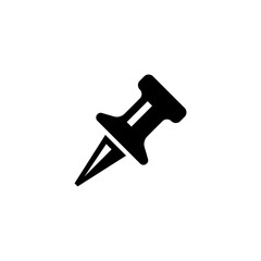 Push Pin. Flat Vector Icon. Simple black symbol on white background