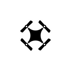 Drone Quadcopter. Flat Vector Icon. Simple black symbol on white background
