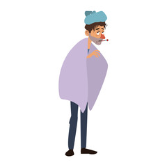 Sick man cartoon vector illustration graphic design