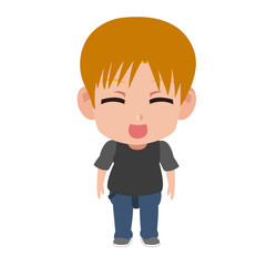 Cute manga boy children cartoon vector illustration graphic design