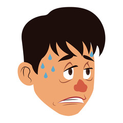Sick man face cartoon vector illustration graphic design
