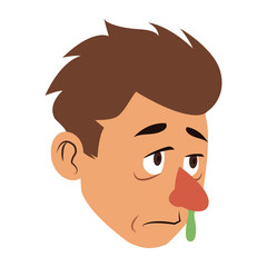 Sick man face cartoon vector illustration graphic design