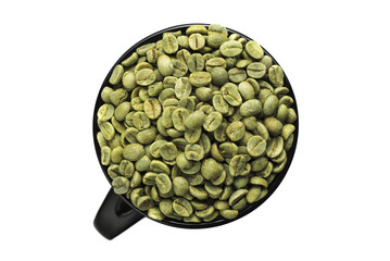 the mug of Brazilian green coffee beans